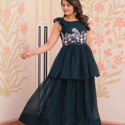 Aastha Fashion Rama Faux Blooming Beads Embroidered work Party Wear Designer Gown