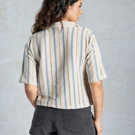 Blue Knited Wevon Designer Shirt - Hiral Fashion