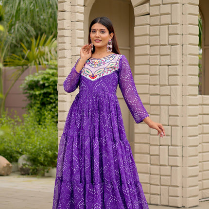 Pramukh Fab Purple Color Faux Georgette Gown