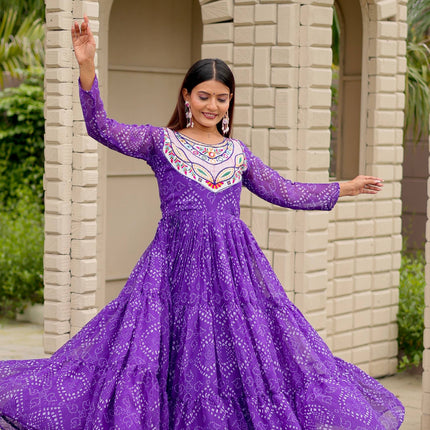 Pramukh Fab Purple Color Faux Georgette Gown