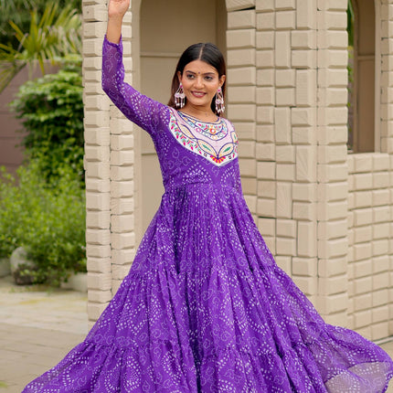 Pramukh Fab Purple Color Faux Georgette Gown