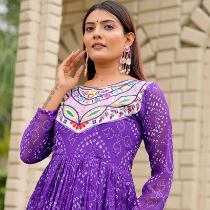 Pramukh Fab Purple Color Faux Georgette Gown