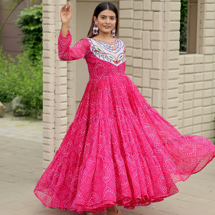 Pramukh Fab Pink Color Faux Georgette Gown
