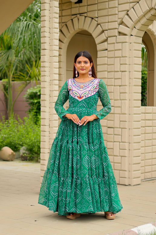 Pramukh Fab Green Color Faux Georgette Gown