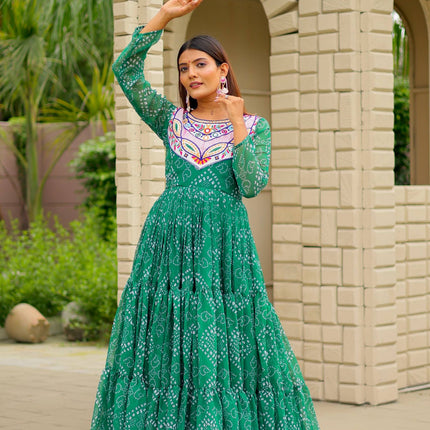 Pramukh Fab Green Color Faux Georgette Gown
