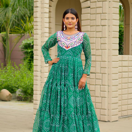 Pramukh Fab Green Color Faux Georgette Gown