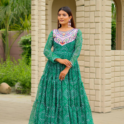 Pramukh Fab Green Color Faux Georgette Gown