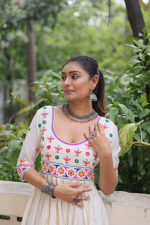 Pramukh Fab White Color Roman Gown