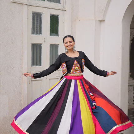 Pramukh Fab MultiColor Roman Lehenga Choli