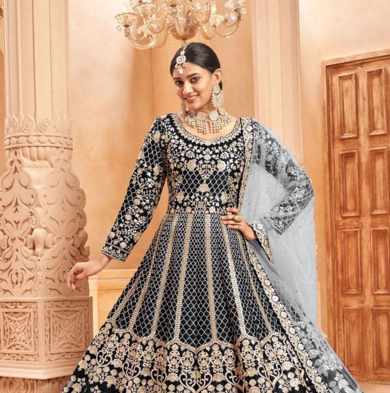 Pramukh Fab Black Color Net Gown