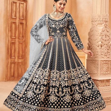 Pramukh Fab Black Color Net Gown