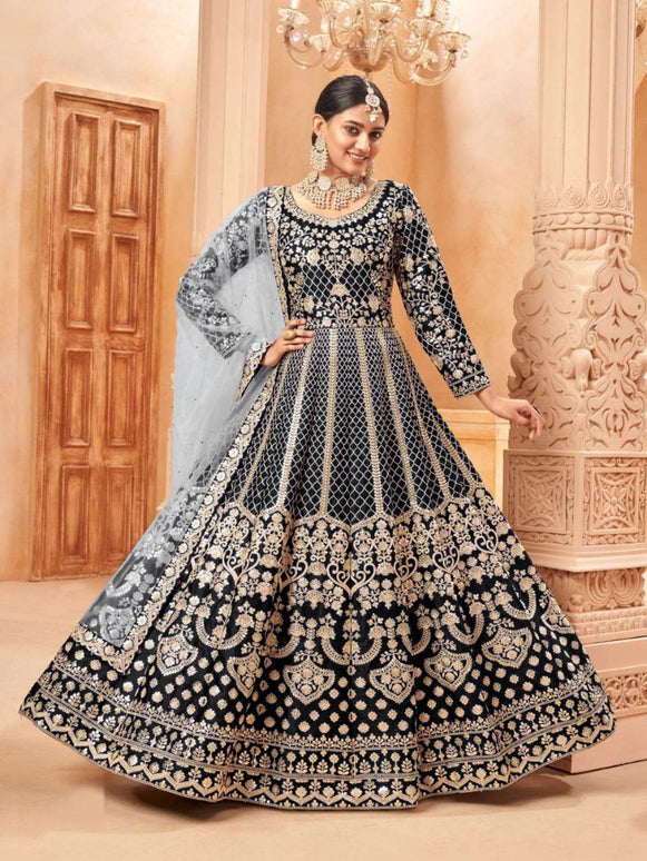 Pramukh Fab Black Color Net Gown