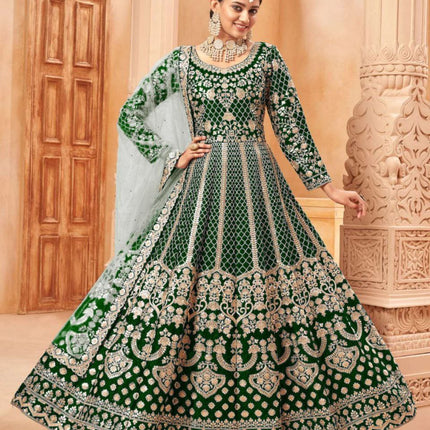 Pramukh Fab Green Color Net Gown