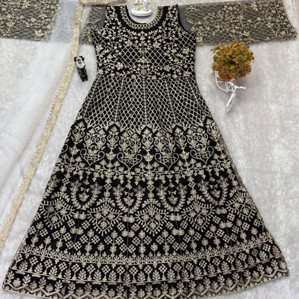 Pramukh Fab Black Color Net Gown
