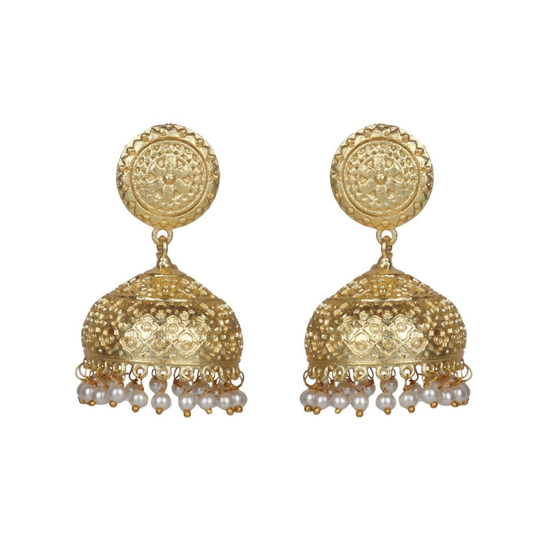 Joban Fashion Women Matte Gold Brass Jhumka