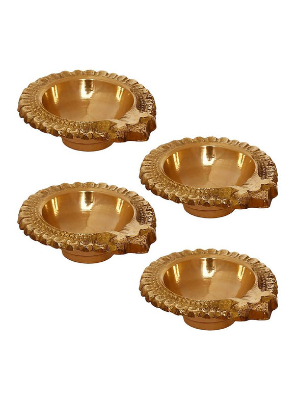 eCraftIndia Set of 4 Handcrafted Brass Diyas