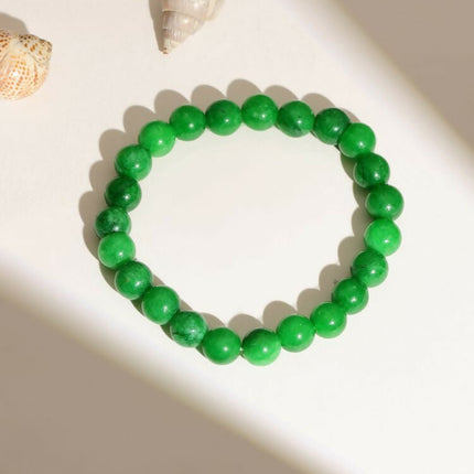 Green Jade Elastic Bracelet - Ruby Raang