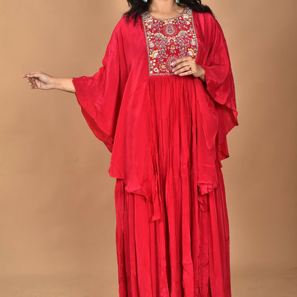 Morchari Kaftan Zari Embroidery Work Gown-Rani