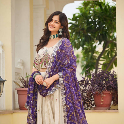 Aastha Fashion Off White Pure Tissue silk Designer Lehenga Choli Collection