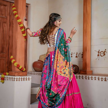 Aastha Fashion Rani Rayon Ready Mirror Lace Semi Stitched Wedding Wear Lehenga Choli