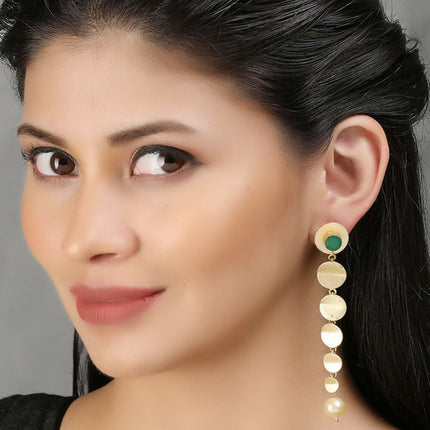 Joban Fashion Women Long Pattern Matte Gold Earrings