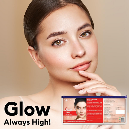 VLCC Salon Series Fruit Facial Kit - (6 Facials) For Lightens Dark Spots & Brightens Skin Tone