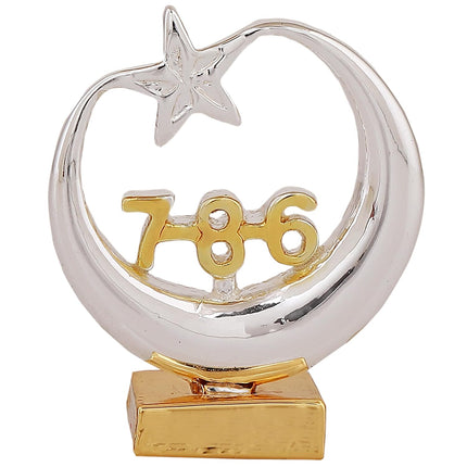 Estele Gold-Polished Spiritual 786 Chand Taara Idol for Home Decorative/ Car Dashboard