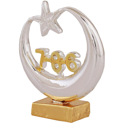 Estele Gold-Polished Spiritual 786 Chand Taara Idol for Home Decorative/ Car Dashboard