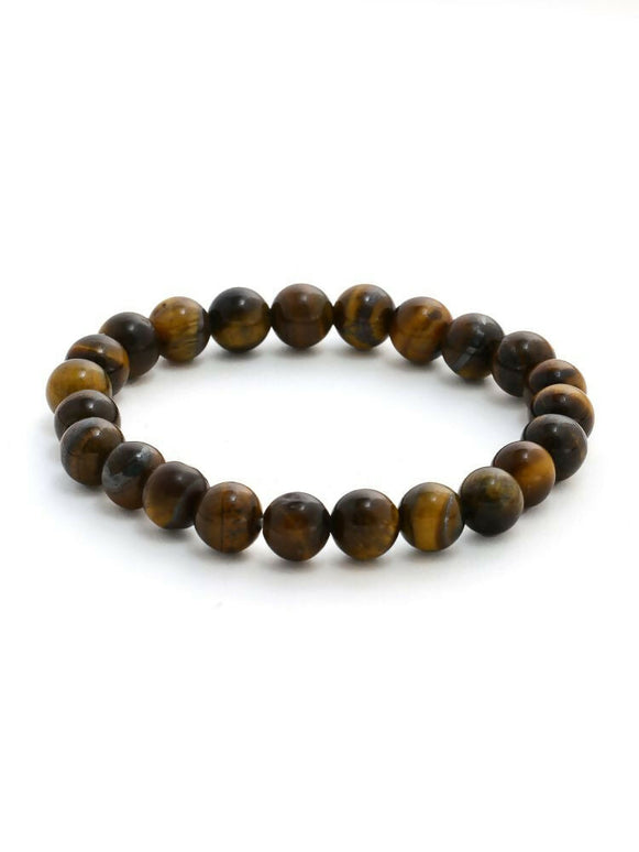Tiger Eye Brown and Black Round crystal Beads Elastic Bracelet - Ruby Raang