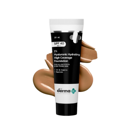 The Derma Co 1% Hyaluronic Hydrating High Coverage Foundation With SPF 40 PA+++ - 04 Caramel - Limited Time Offer