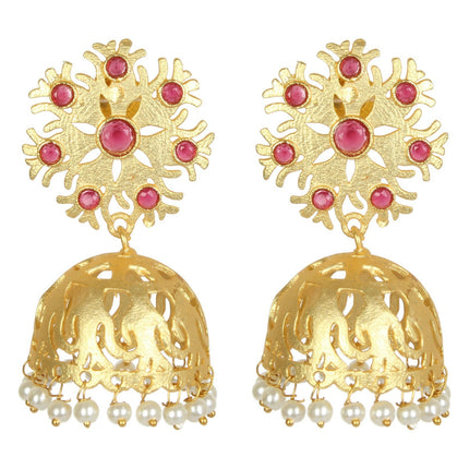 Joban Fashion Women Matte Gold Brass Jhumka