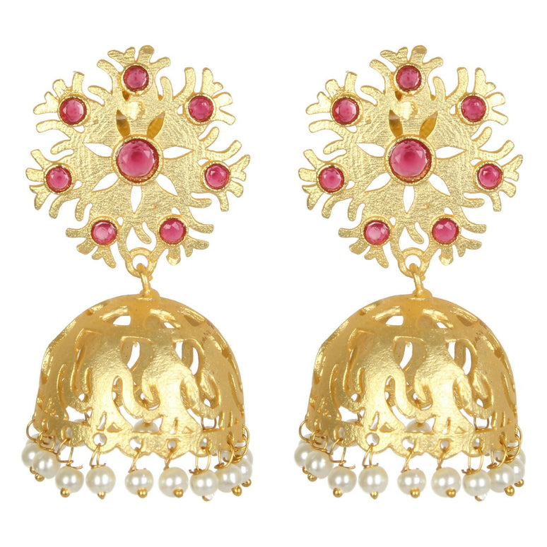Joban Fashion Women Matte Gold Brass Jhumka