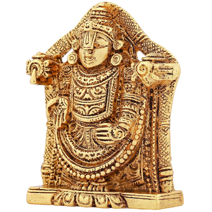Estele Gold-Polished Lord Tirupati Balaji Idol Showpiece for Pooja Mandir/ Home Decorative