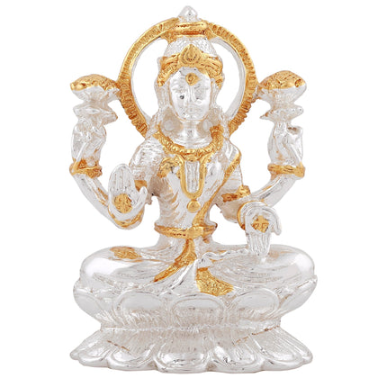 Estele Gold & Rhodium goddess of wealth Laxmi Devi Idol on lotus for Pooja/Car decor