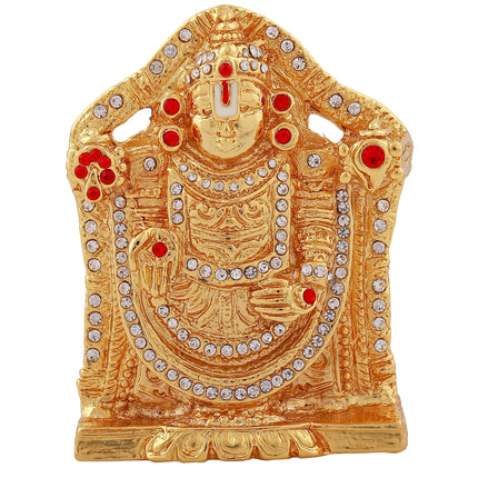 Estele Gold-Polished Lord Tirupati Balaji Idol Showpiece for Pooja Mandir/ Home Decorative