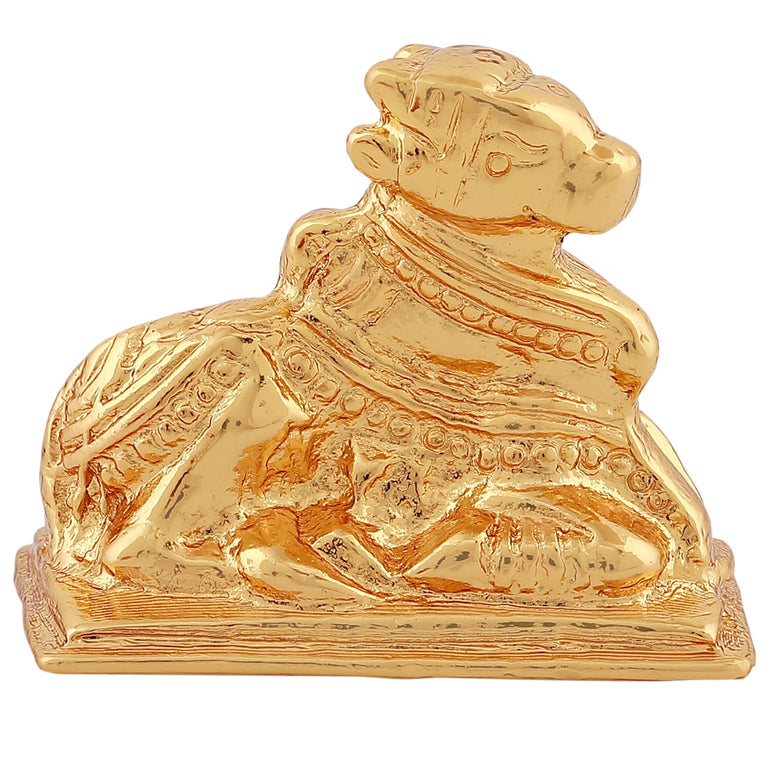Estele Gold-Polished Lord Nandikeshwara Idol for Home/Car Decor