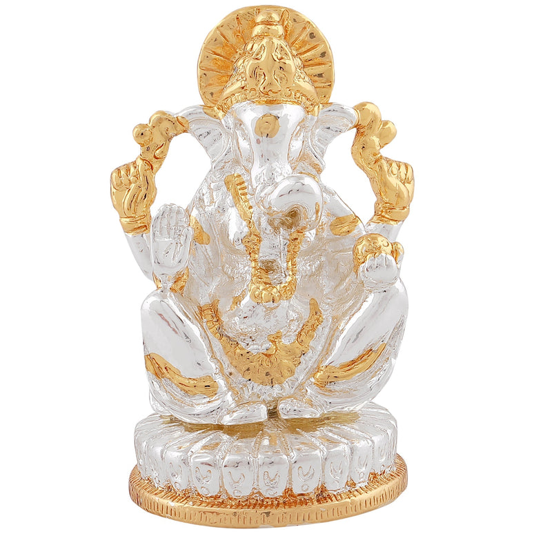 Estele Gold-Polished God of beginnings Lord Ganesha Idol with Sitting position for Home/Office Decors