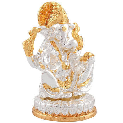 Estele Gold-Polished God of beginnings Lord Ganesha Idol with Sitting position for Home/Office Decors