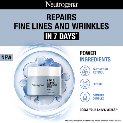 Neutrogena Visible Repair Regenerating Cream with Retinol + Peptide For Anti-Ageing, Wrinkles & Fine Lines