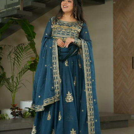 Aastha Fashion Rama Chinnon Sequins-Multi & Beads Embroidered Work Party Wear Designer Gown