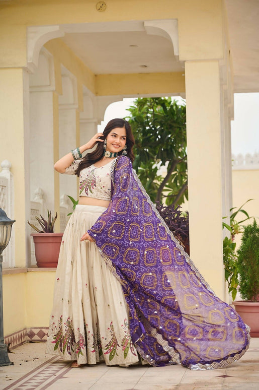 Aastha Fashion Off White Pure Tissue silk Designer Lehenga Choli Collection
