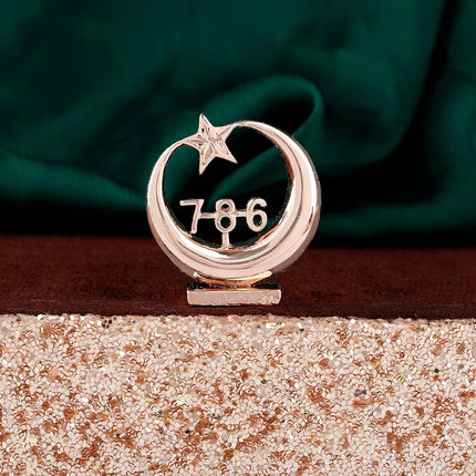 Estele Pink/Rose Gold-Polished Spiritual 786 Chand Taara Idol for Home Decorative/ Car Dashboard