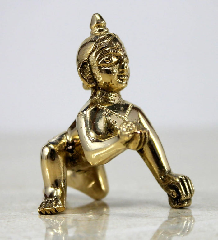 StonKraft Brass Laddoo Gopal Baby Krishna Murti Idol