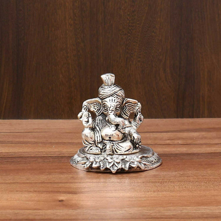 International Gift Silver Plated Pagdi Ganesh God Idol