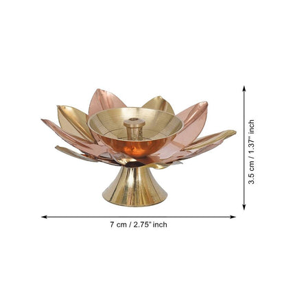 eCraftIndia Gold Toned Lotus Flower Shaped Decorative Brass Diya