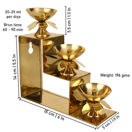 Spillbox Gold-Tone Brass 3 Step Diya