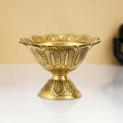 CraftVatika Gold-Toned Brass Engraved Diya