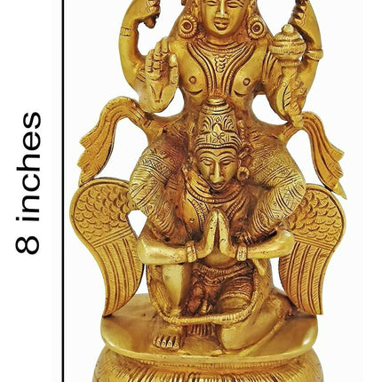P.J.Handicrafts Brass Metal Idol of Vishnu Ji Riding On Garuda