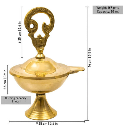 Spillbox Gold-Toned Brass Om Closed Diya Pooja Essential
