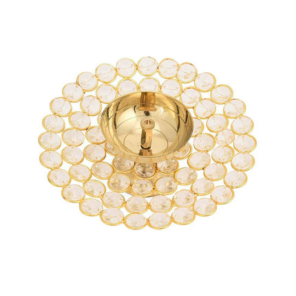 CraftVatika Gold-Toned Crystal Akhand Diya Oil Puja Lamp